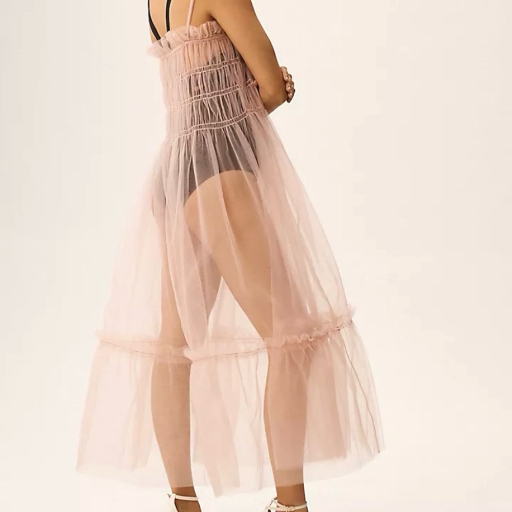anthropologie tulle slip dress - dusty pink / mauve